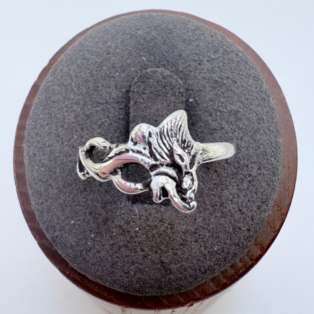 Textured Dragon Design Ring VTG Solid Sterling Silver 925 Size 7.5